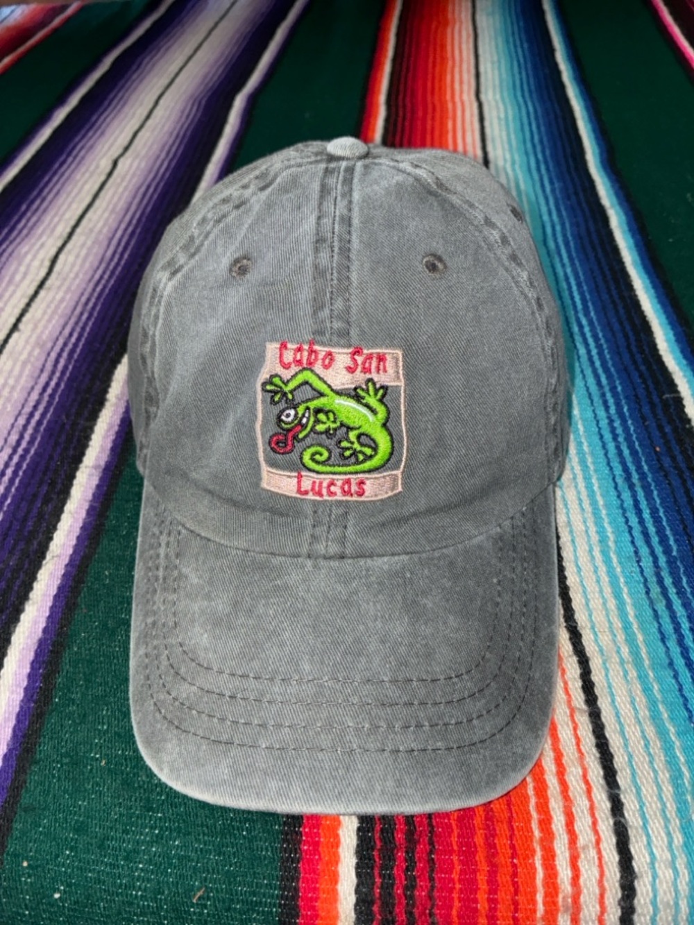 Cabo San Lucas Mexico Gecko Hat Gray Dad Cap Adjustable Cotton